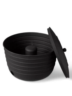 Matte Black Ribbed Hose Pot With Lid -Gardening Supplies Store 8611991 5868 tif