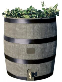 Round Rain Barrel With Planter, 35 Gallons 14 Round Rain Barrel With Planter, 35 Gallons -Gardening Supplies Store 8612856BK 08V tif